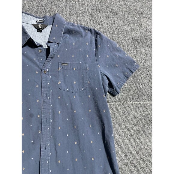 Volcom Shirt Button Down Men's Large Blue Short Sleeve - Picture 3 of 11